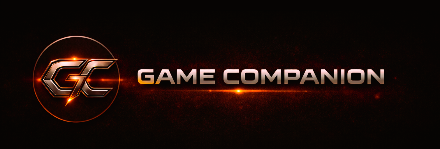 A montage showing the Game Companion interface over epic space and fantasy game backgrounds.