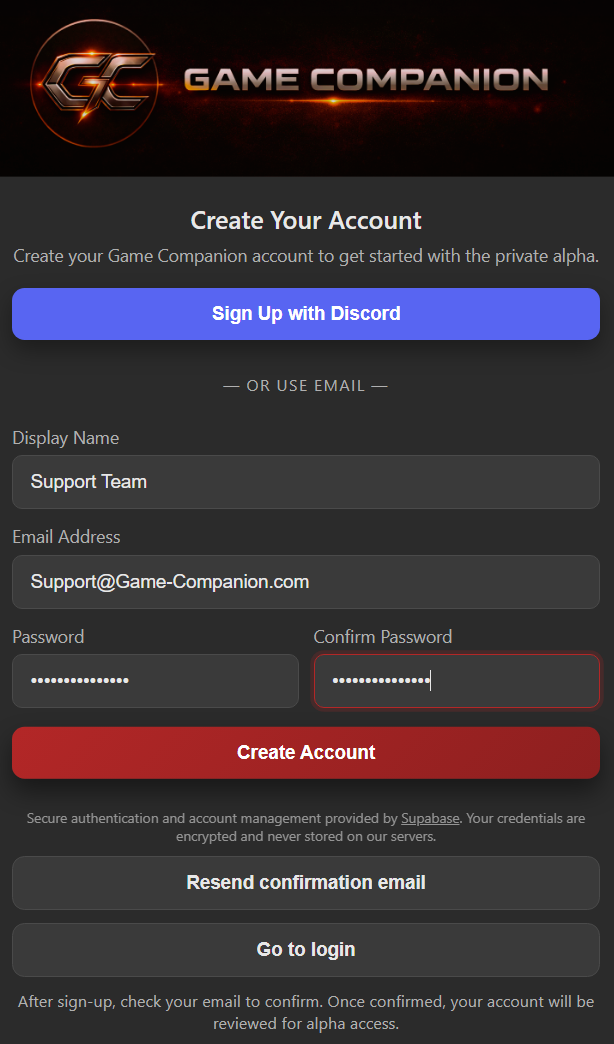 Create Account